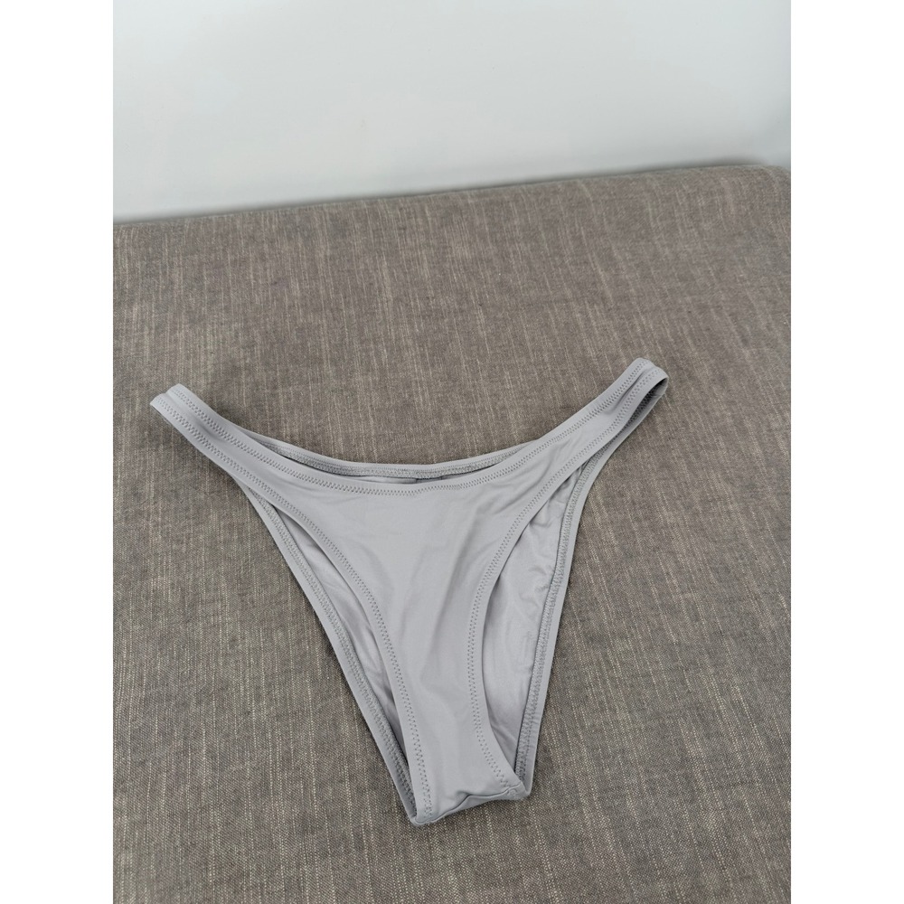 SKIMS Recycled Swim Cheeky Tanga Bikini Bottom Chrome Grey Size M Medium NWT
